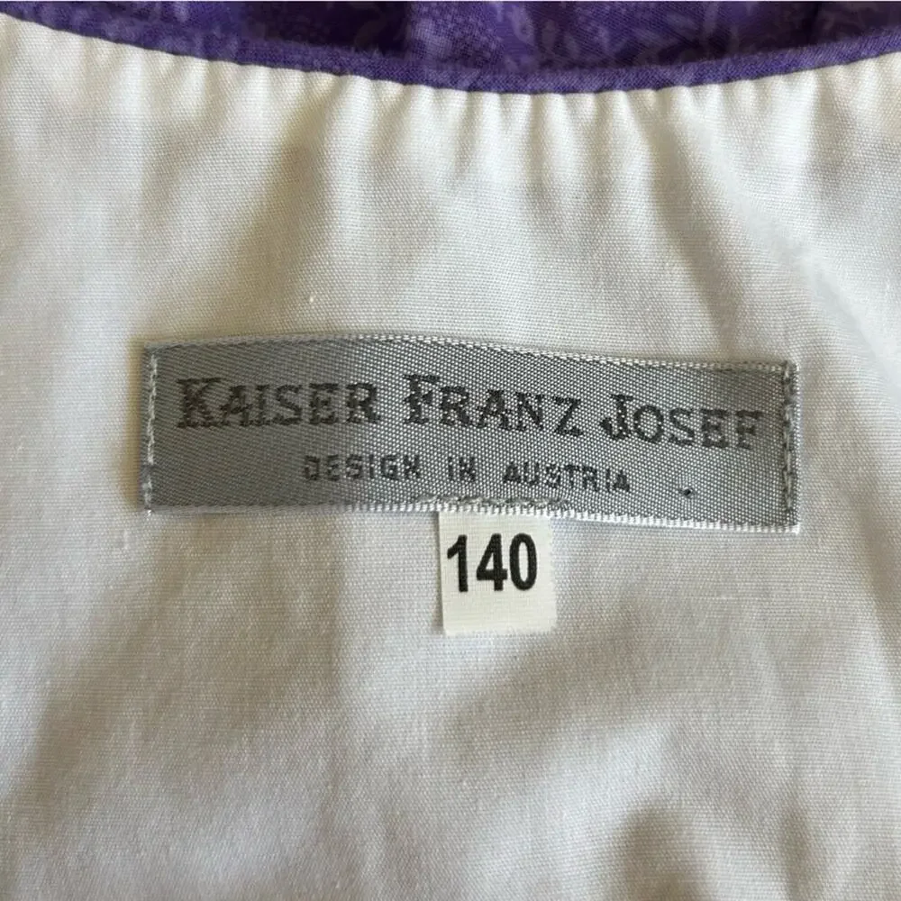 Vintage Kaiser Franz Josef Made in Austria 100% Cotton Purple Dress Size 140‎